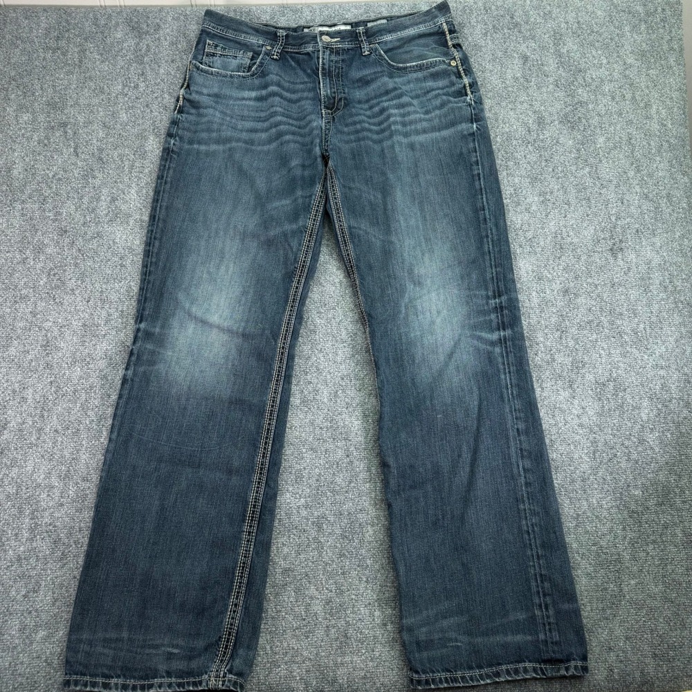 BKE Jeans Mens 36XL (Fits 38x34)‎ Blue Seth Relaxed Straight Distressed Cotton